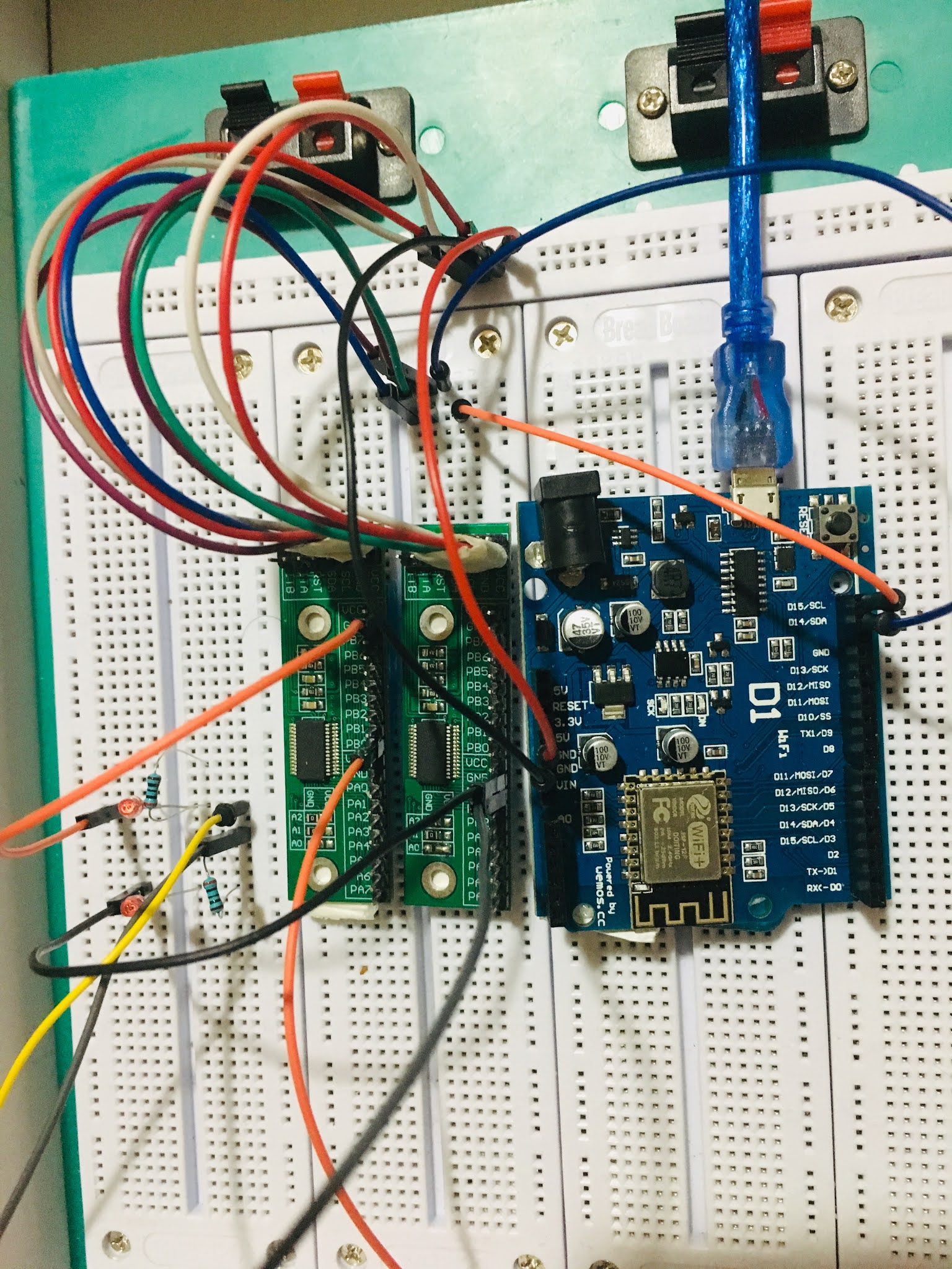 Webpage controlled LEDs using ESP8266 and multiple MCP23017